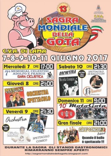 Locandina della Sagra Mondiale della Gota a Lama, edizione 2017