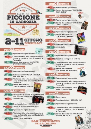 Locandina della Sagra del Piccione in Carrozza a San Fortunato in Collina, edizione 2017